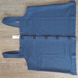 JCrew Blue Textured Button Front Tank L